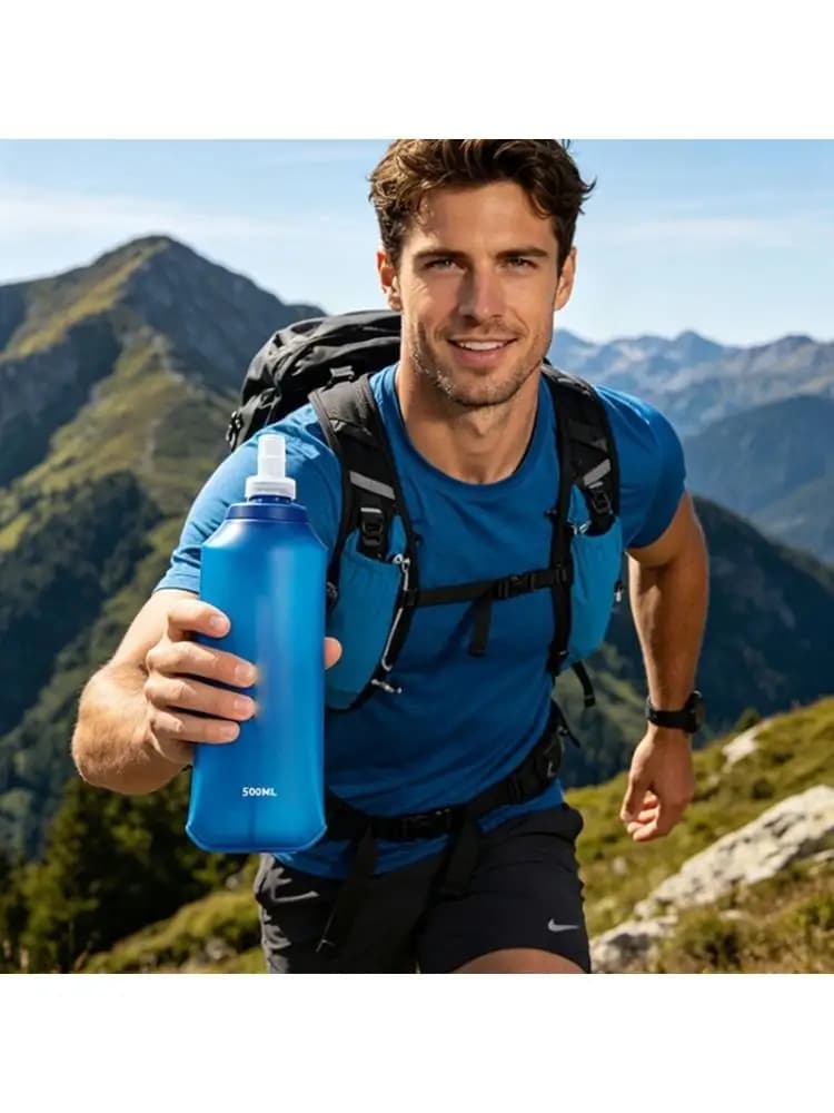 Soft Flask Running Bottles Portability Handheld Soft Folding Water Bottle Running Flask for Sports Hiking Hydrates Pack