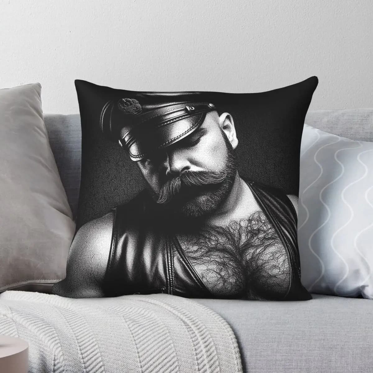 Fodera per cuscino Tom Of Finland Homoerotic in poliestere, lino e velluto, con cerniera decorativa, per divano, all'ingrosso, 18 pollici