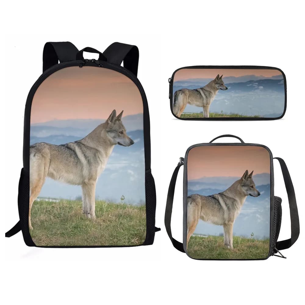 Harajuku Youthful Novelty Funny animal panda 3D Print 3pcs/Set Student Travel bags Laptop Daypack Backpack Lunch Bag Pencil Case