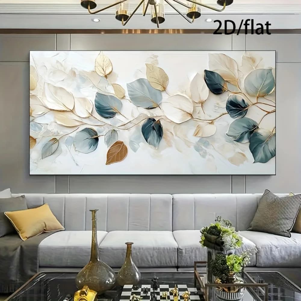 Flat 2D Leaves Abstract Canvas Prints Poster Modern Floral Large Horizontal Art Prints Wall Art Home Decor Art Poster Gifts