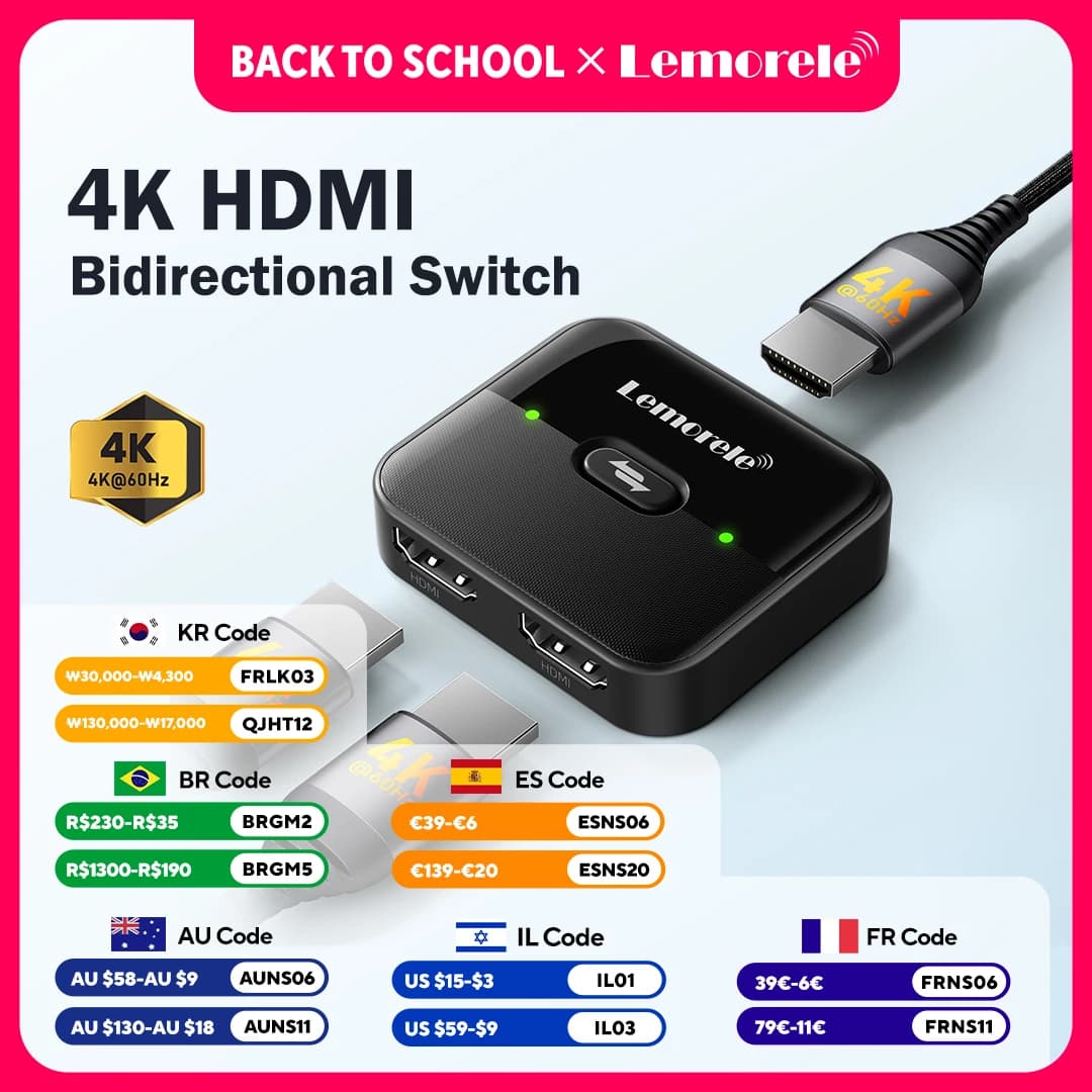 4K HDMI Splitter Switch 2 in 1 Out 60Hz HDMI-compatible 2.0 Hub Laptop Switcher HDTV Xbox PS4 PS5 TV MacBook
