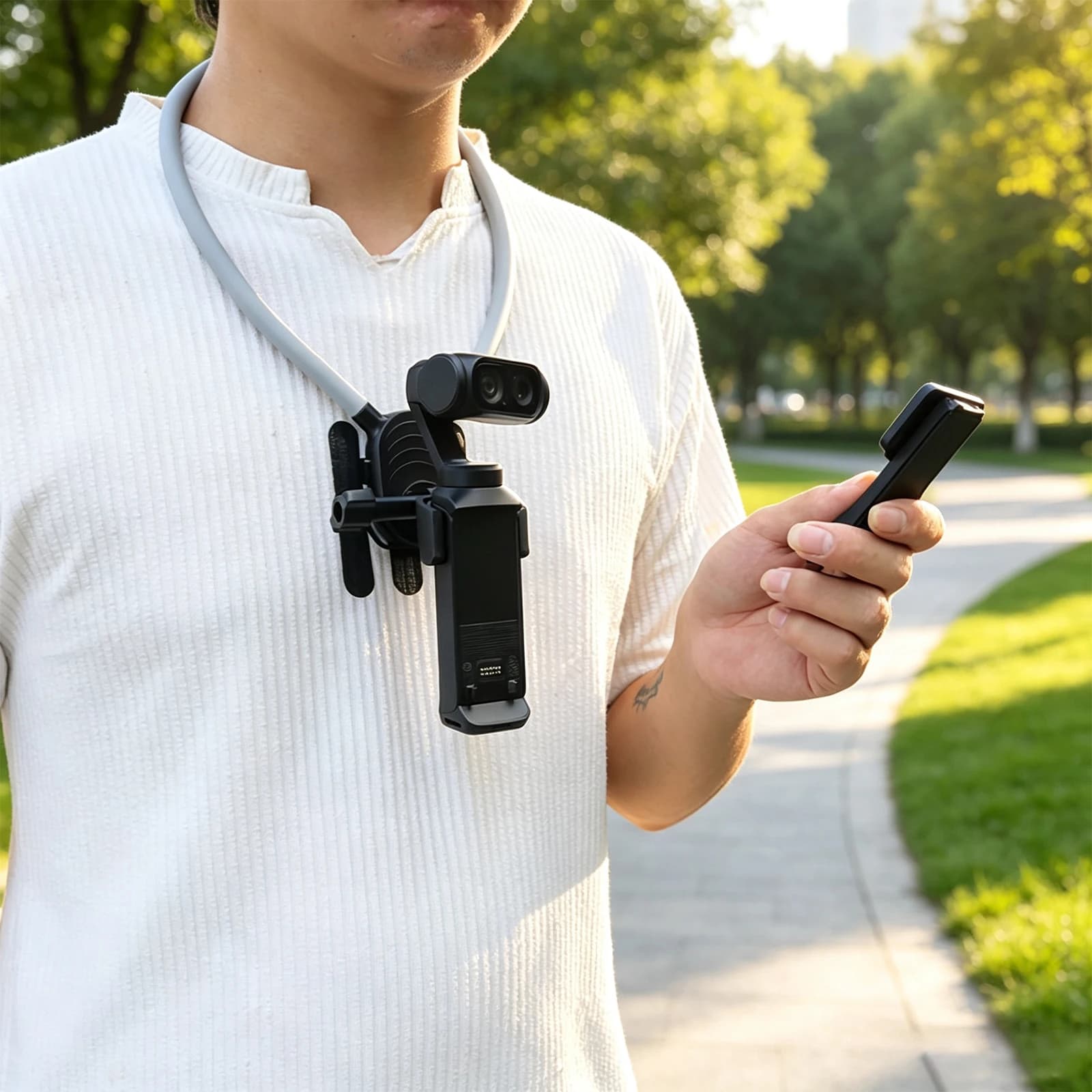 Flexible Silicone Neck Ring Quick Release Bracket for Insta360 Luna Ultra Action Camera Compatible Chest Mount