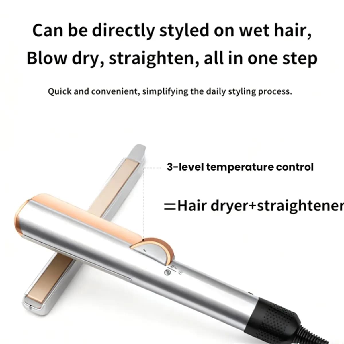 (A75U) Asciugacapelli e Piastra 2-in-1 Professionale con Ioni Negativi, Strumento di Styling a Lunga Durata per Capelli Bagnati e Asciutti, Versione USA