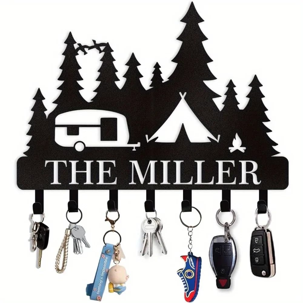 Portachiavi da parete personalizzato a tema camper | Ganci in metallo artigianali, regalo di Halloween e Natale, cucina/porta/corridoio/ufficio De