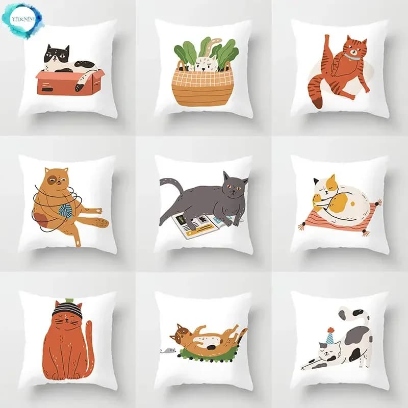 Skull Cat Cat Black House Decorations Pillow Lining Cat Raincoat Sofa Car Decoration Federa 45x45 cm Polyester Square Federation
