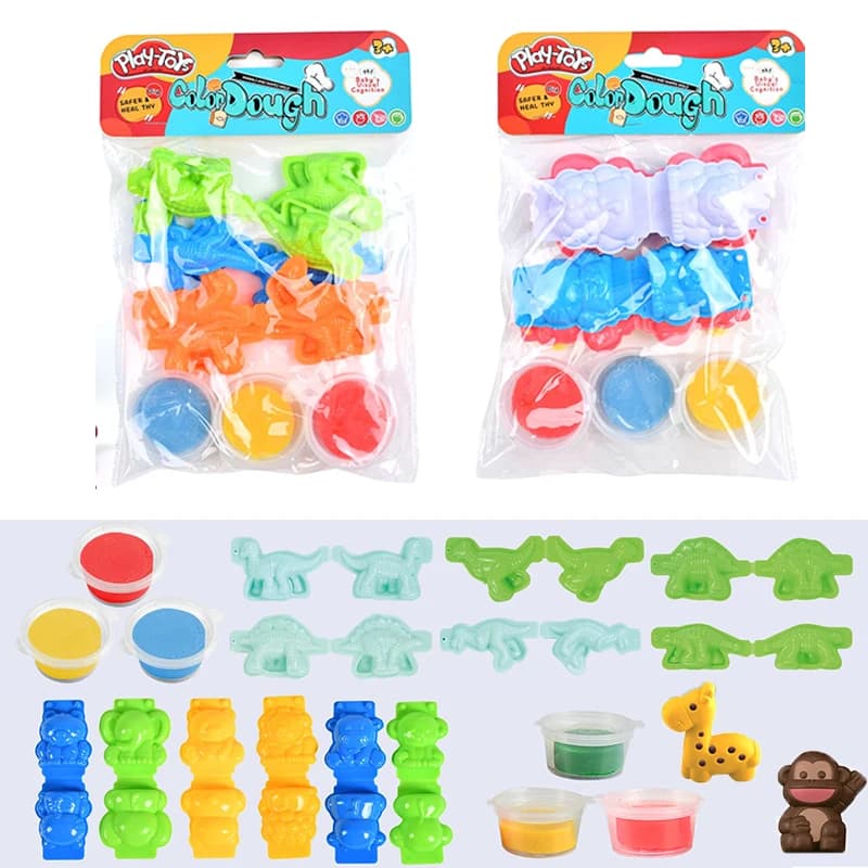 2 Sets Play Dough Kits Kids Modeling Clay Making Set with Various Animal Molds Plasticine and Molds Playsets for Girls and Boys