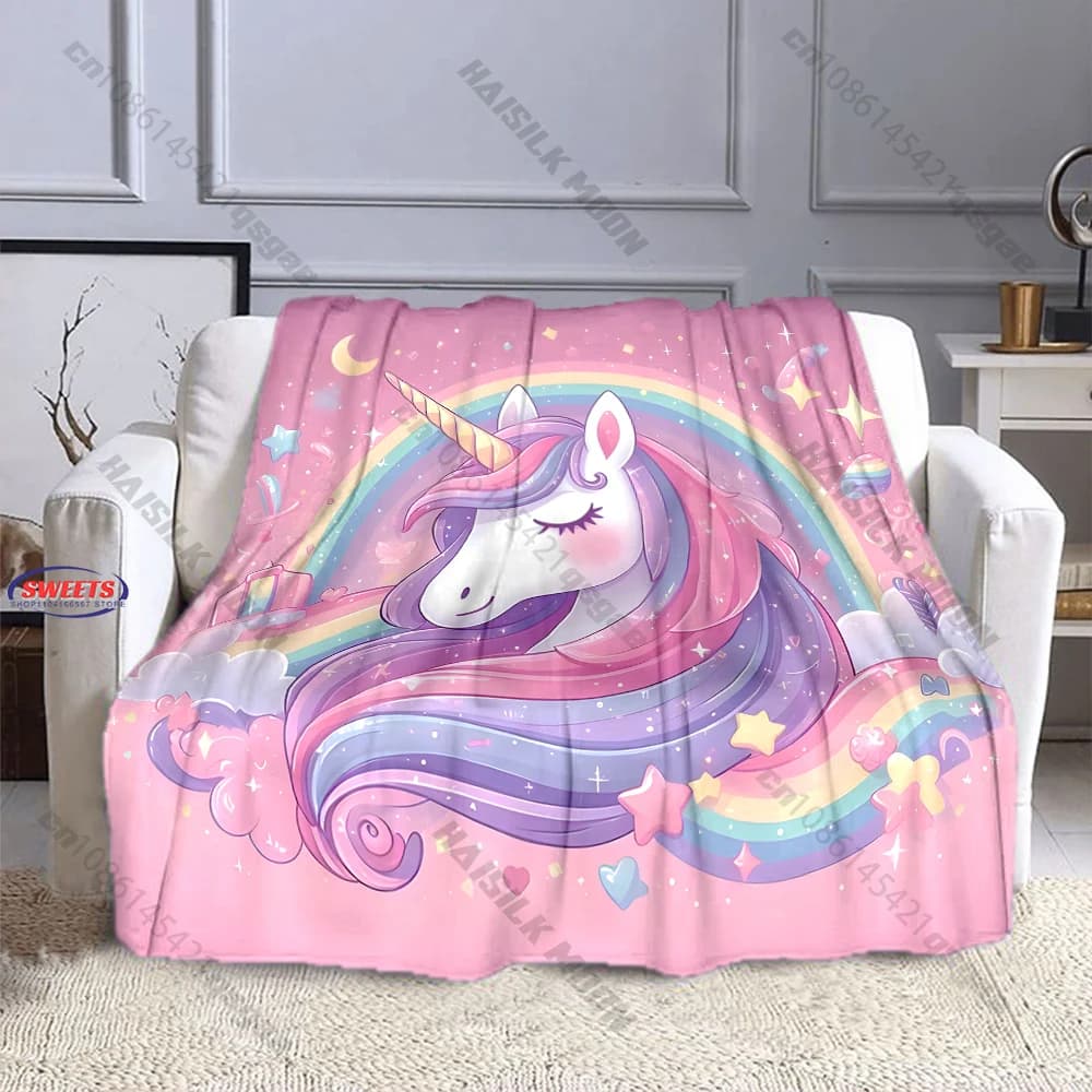 Coperta da sogno con unicorno e arcobaleno, diverse misure, coperta decorativa per camera da letto, soggiorno, divano, per bambini e adulti, regalo squisito