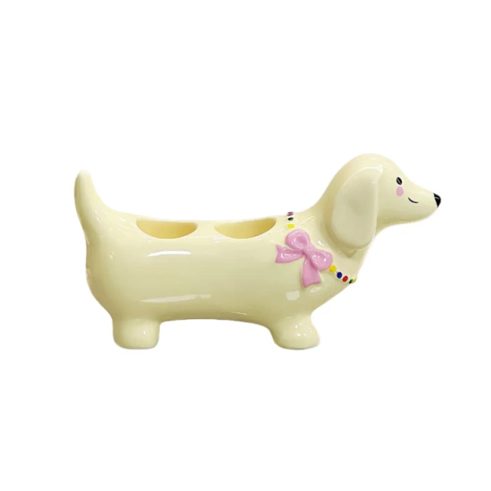 Portaspazzolino in Ceramica a Forma di Bassotto, Supporto Creativo per Spazzolino Elettrico, Carino Porta Spazzolino Impermeabile