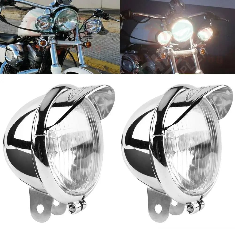 Chrome Universale Del Motociclo Fendinebbia Faro Della Lampada DC12V Per Harley Touring Sportster XL 883 1200 72 48 Dyna Softail