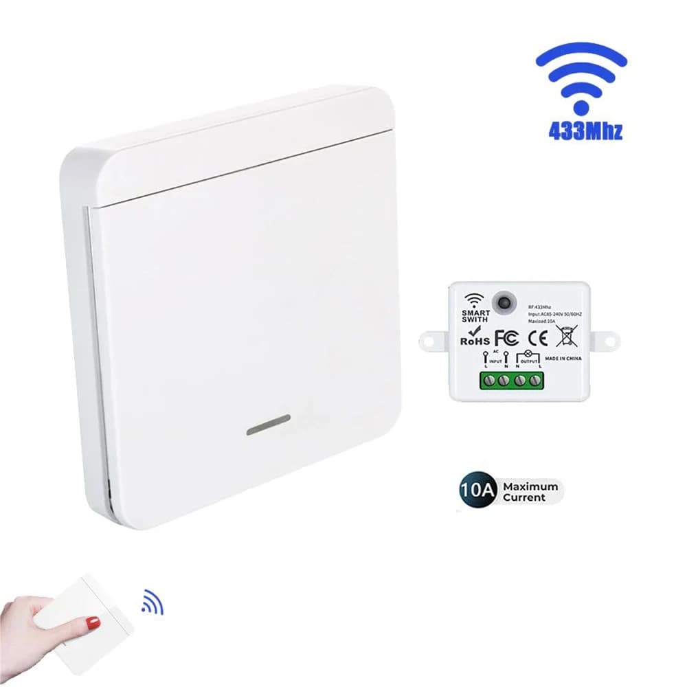 RF 433MHz Wireless Wall Switch Remote Control Light Switch 10A 110V-220V Receiver for LED Lamp Fan Smart Home