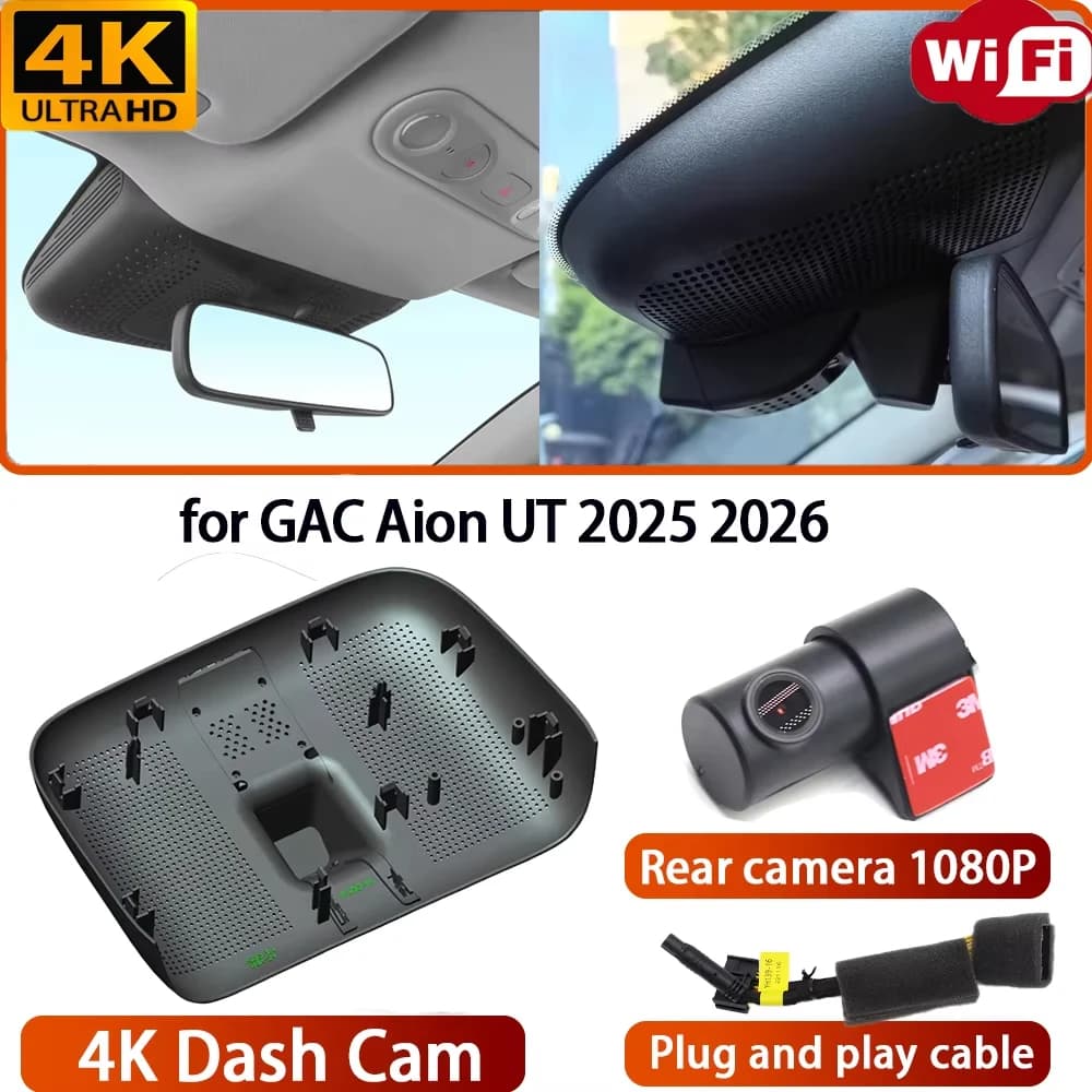 for GAC Aion UT 2025 2026 Video Recorder 4K DVR Dash Cam Wifi OEM Camera 170° Wide Angle Loop Recording Plug & Play Night Vision