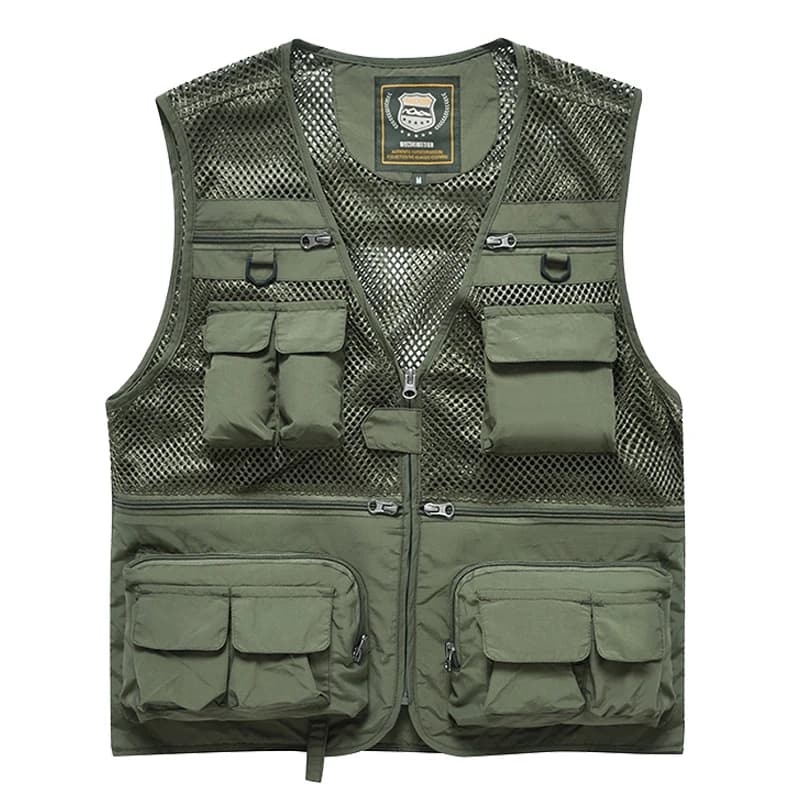 Nuovo gilet multitasche da esterno per fotografia, gilet da pesca, giacca sottile da uomo con gilet in rete a spalla