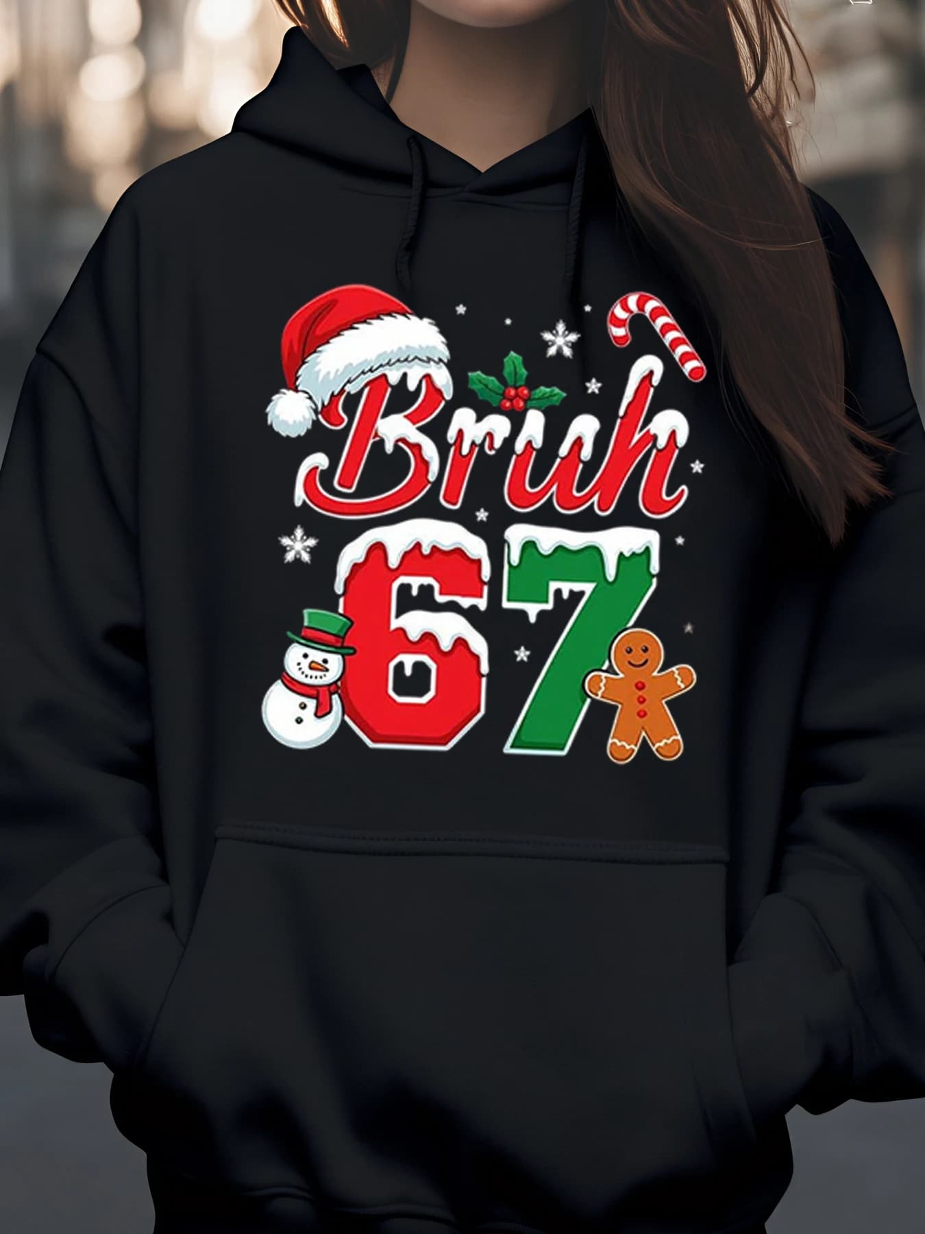 Hoodie with print Christmas Brush 67 Holiday clothing for women and men