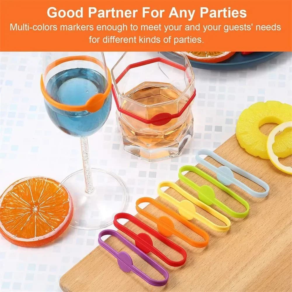 Set di 12 Marcatori in Silicone per Calici da Vino, Etichette Lunghe per Identificare Bicchieri, Accessori per Casa, Bar e Cucina