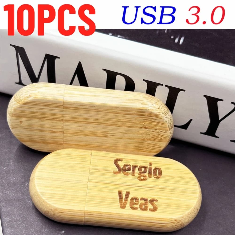 Set di 10 Chiavette USB 3.0 Personalizzabili con Logo Gratuito, Belle Chiavette USB in Legno da 128GB, 64GB, 32GB, Regalo Creativo