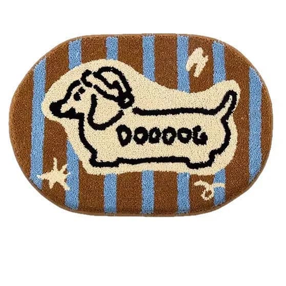 VIKAMA Tappeto decorativo dal design moderno con cane dei cartoni animati, tappetino decorativo per la casa in peluche e lavabile per gli amanti degli animali domestici e per lo styling degli interni