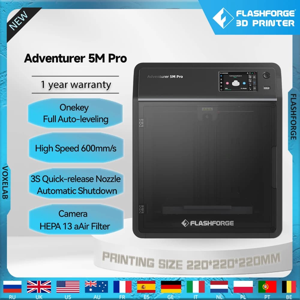 Flashforge Adventurer 5M Pro 3D Printer Direct extruder with fully automatic high speed leveling Automatic shutdown with camera