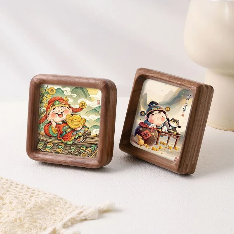 Mini 4-Inch Solid Black Walnut Picture Frame Elegant Wood Tabletop Decor, Stylish Display Frame for Photos Picture Frame
