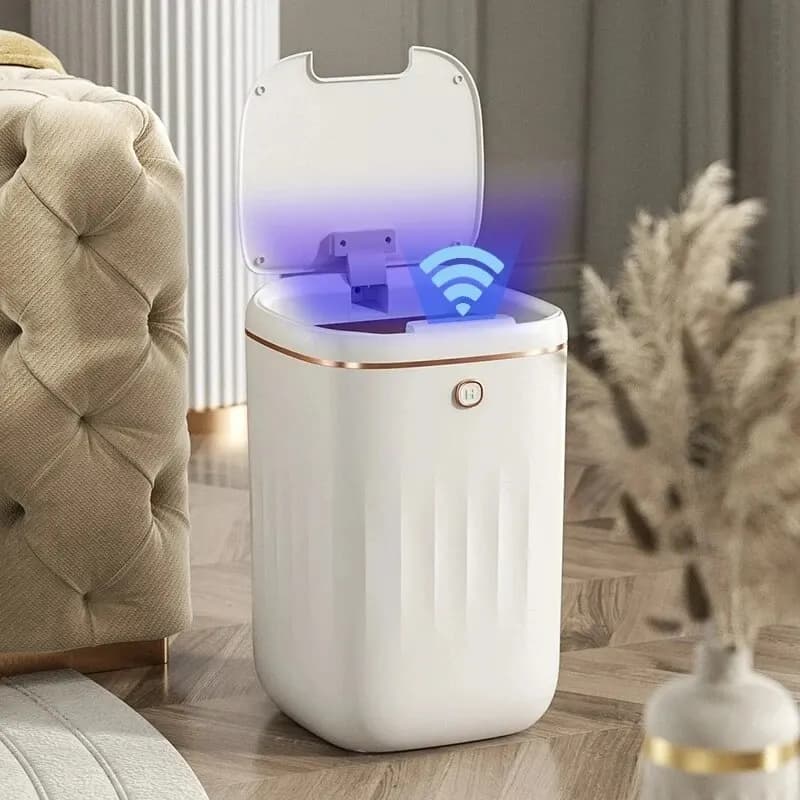 Pattumiera con sensore automatico Pattumiera a induzione di luce UV da 20 litri Pattumiera intelligente per WC Cestino per rifiuti Coperchio Bagno di casa intelligente