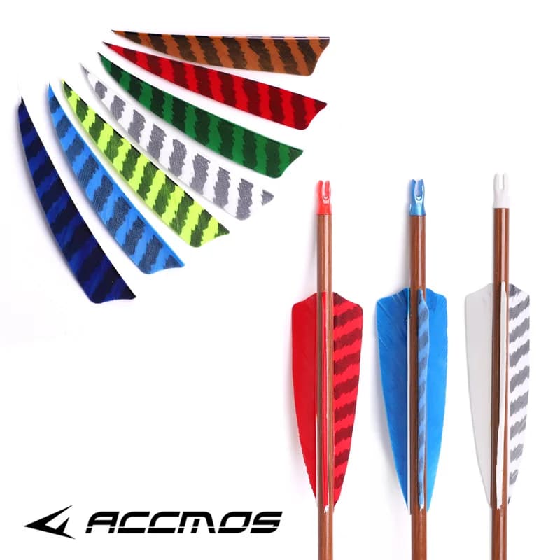 ACCMOS Frecce di piume naturali Fletching per caccia Tiro con l'arco Accessori fai da te, Ala destra, Piumaggio di tacchino, 3 pollici 4 pollici 5 pollici
