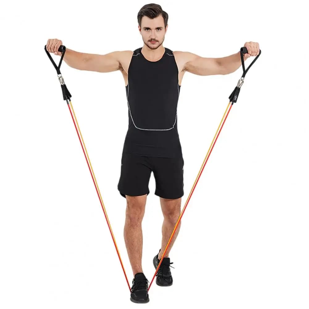 Set di 11 Fasce di Resistenza con Maniglie per Esercizi di Stretching, Fasce per Allenamento Domestico fino a 100 libbre per Fisioterapia e Rafforzamento