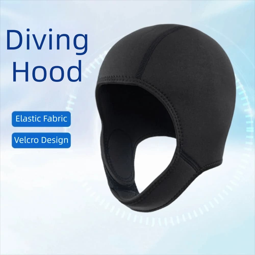 Black Neoprene Diving Hood Waterproof With Chin Straps Swimming Cap Stretchable Wetsuit Hood Surf Diving Cap Men Women