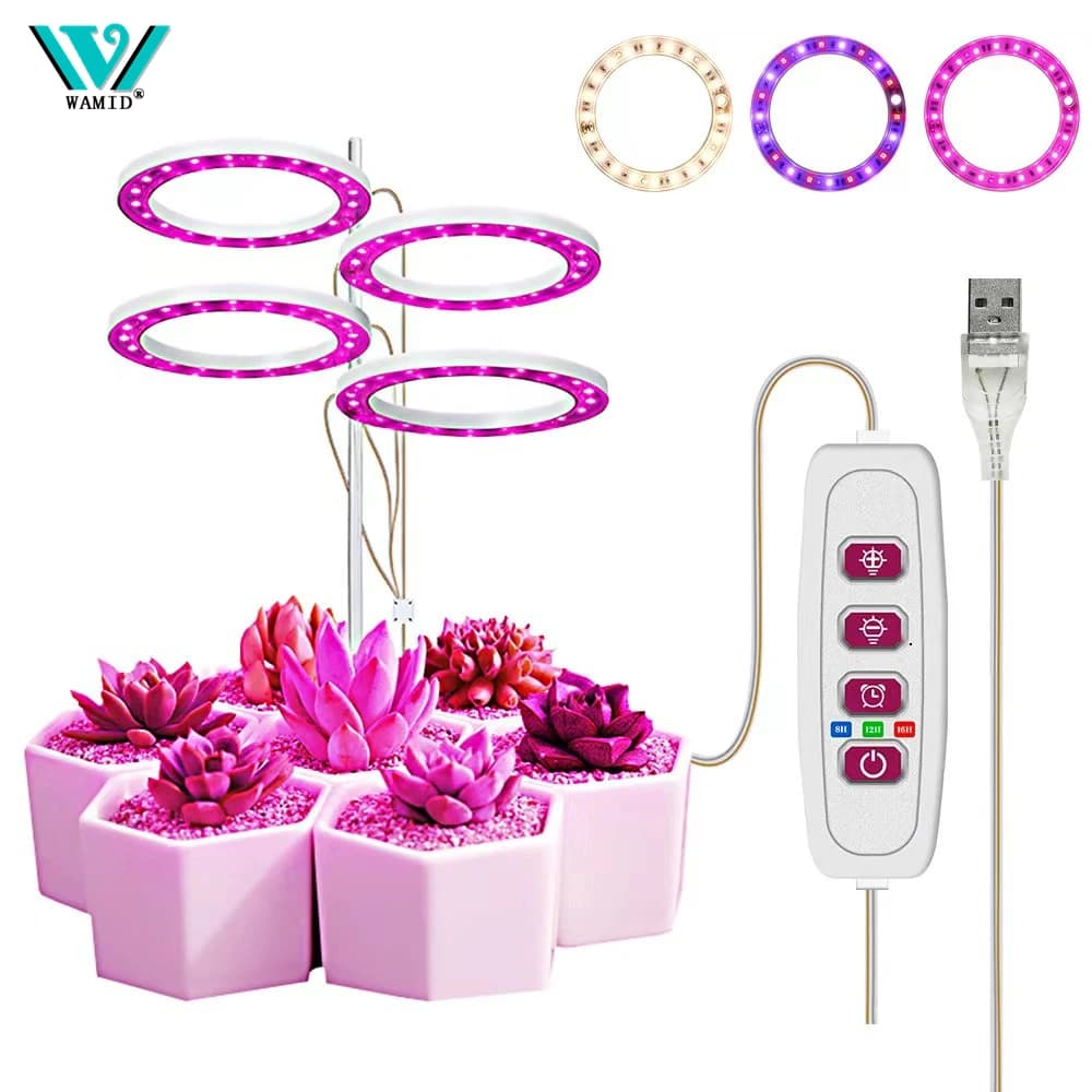 Lampada LED per Coltivazione a Spettro Completo con UV IR, Anello Luminoso, Phytolamp DC5V USB per Tenda da Coltivazione Indoor