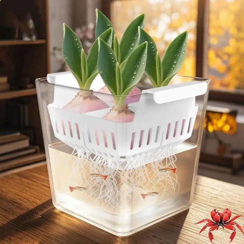 Vaso idroponico a 4 fori, design con cestello di supporto traspirante, contenitore per coltivazione senza terra per tulipani e decorazioni botaniche da interno