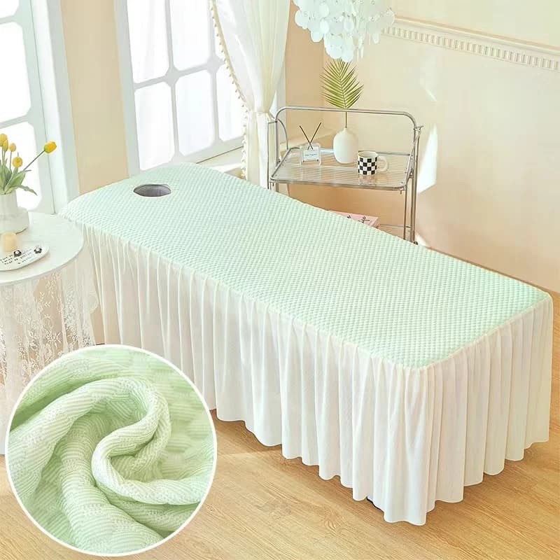 Copertura Estiva Rinfrescante per Lettino da Massaggio SPA, Copriletto Completo Delicato sulla Pelle per Salone di Bellezza, con Foro