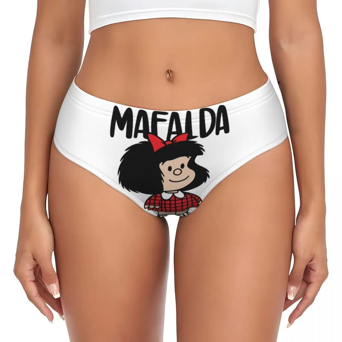 Mutandine Personalizzate da Donna con Stampa Manga Quino Mafalda Kawaii, Slip Elasticizzati, Regalo di San Valentino