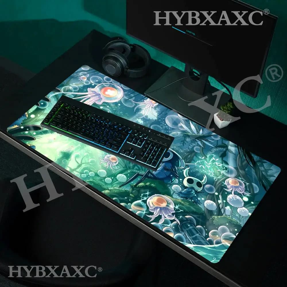 HYBXAXC Tappetino per Mouse Grande in Gomma, Gaming, con Bordo Cucito, Spesso, Anime H-Hollow K-Knight, Antiscivolo, per Tastiera e Laptop