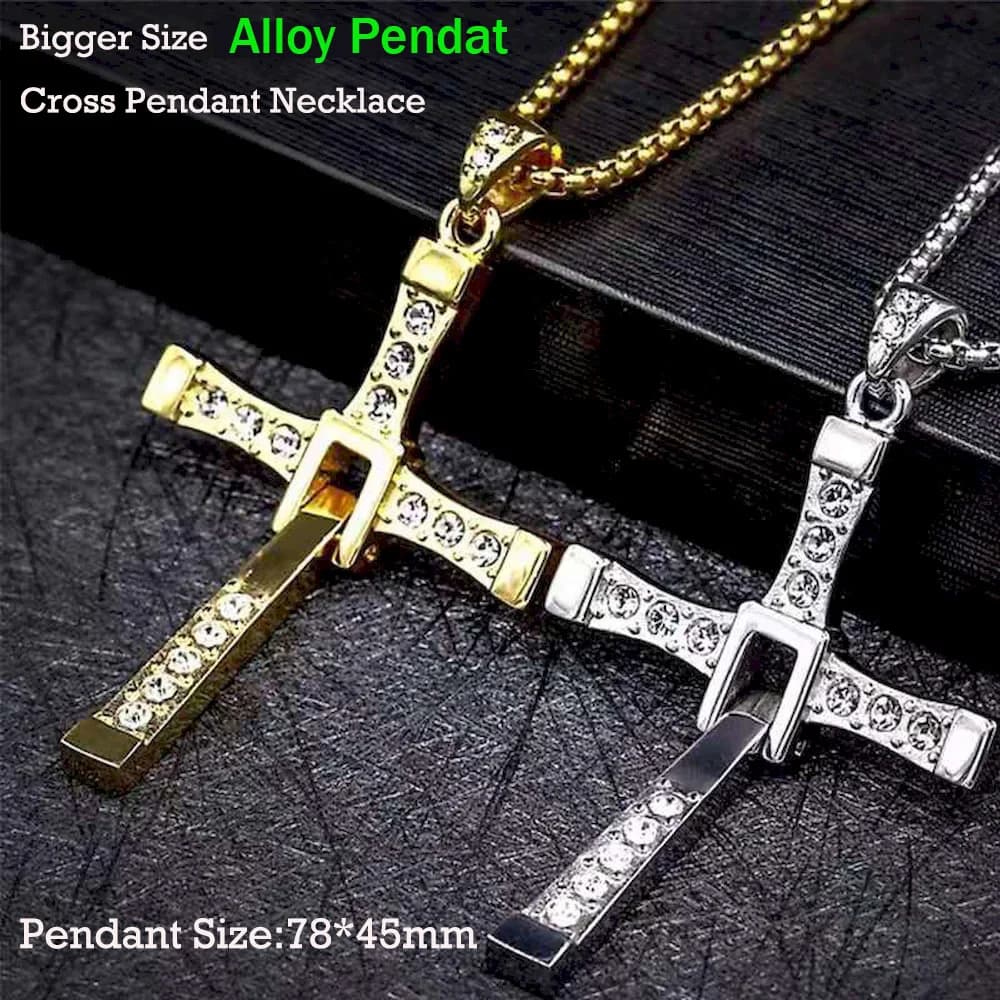 7.8*4.5cm Big Size Alloy Solid Cross Pendant Necklace 60cm Length Stainless Steel Chain Men Women Neck Jewelry Drop Shipping