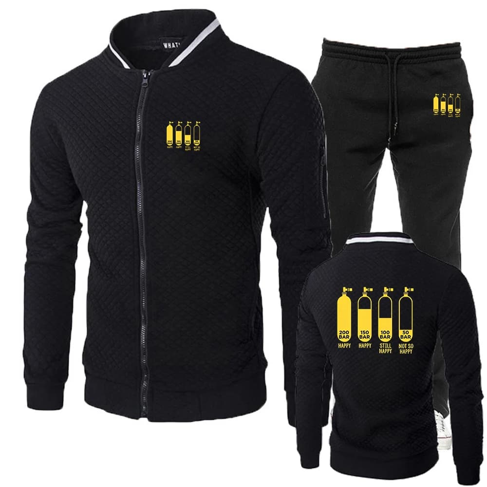 Scuba Diving Diver Tank-Pressure 200Bar Autumn Sportswear Mens Sporty Tracksuit Set New 2 Pieces Zipper Hoodie Sweatpants