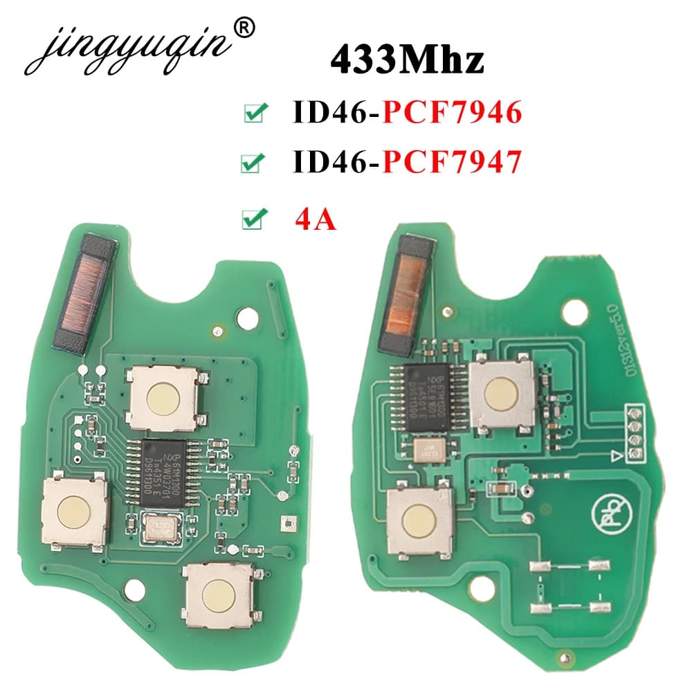 Jingyuqin 433Mhz Auto Chiave A Distanza Circuito Vestito per Renault Clio Scenic Kangoo Megane ID46 PCF7946/PCF7947 4A-cf7952E Chip