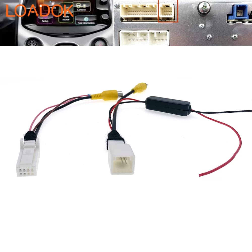 8 Pin autoradio retromarcia fotocamera posteriore convertitore RCA cavo adattatore da 12V a 6V 5V per Toyota Aygo Citroen C1 Peugeot 108 Android
