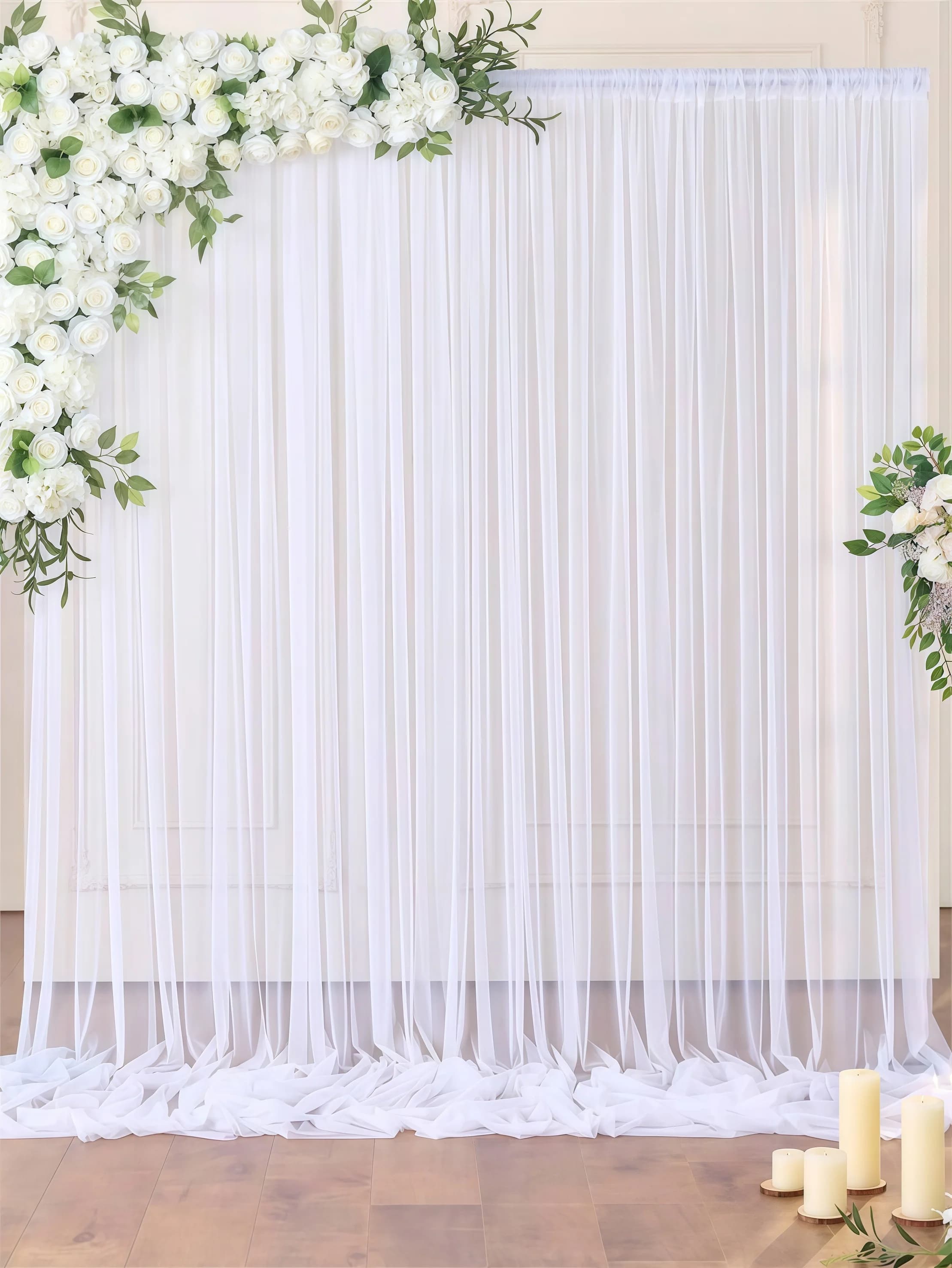 Set di 2 Tende in Tulle 1,6x3m, Decorazione per Matrimoni, Fidanzamenti, Feste di Compleanno, Baby Shower, Gender Reveal