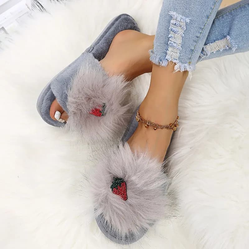 Pantofole da donna alla moda per il tempo libero Scivoli all'esterno Scarpe piatte con tacco basso per le donne Scarpe estive con stampa animalier fragola Taglie forti