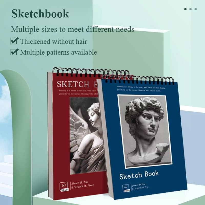 A4 Sketchbook 60 Sheets/120 Pages 297x210mm Thickened Paper Not Easy To Penetrate Ink for Sketch Watercolor Crayon Marker Pen