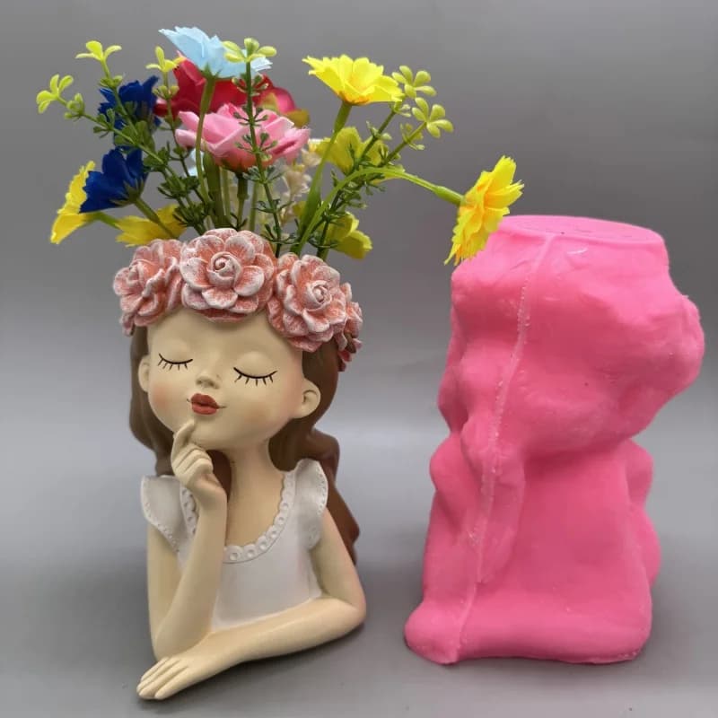 Fresh Girl Ins Wind Flower Pot Stampo in silicone per realizzare resina di gesso, cemento, ufficio, balcone, decorazione, ornamento