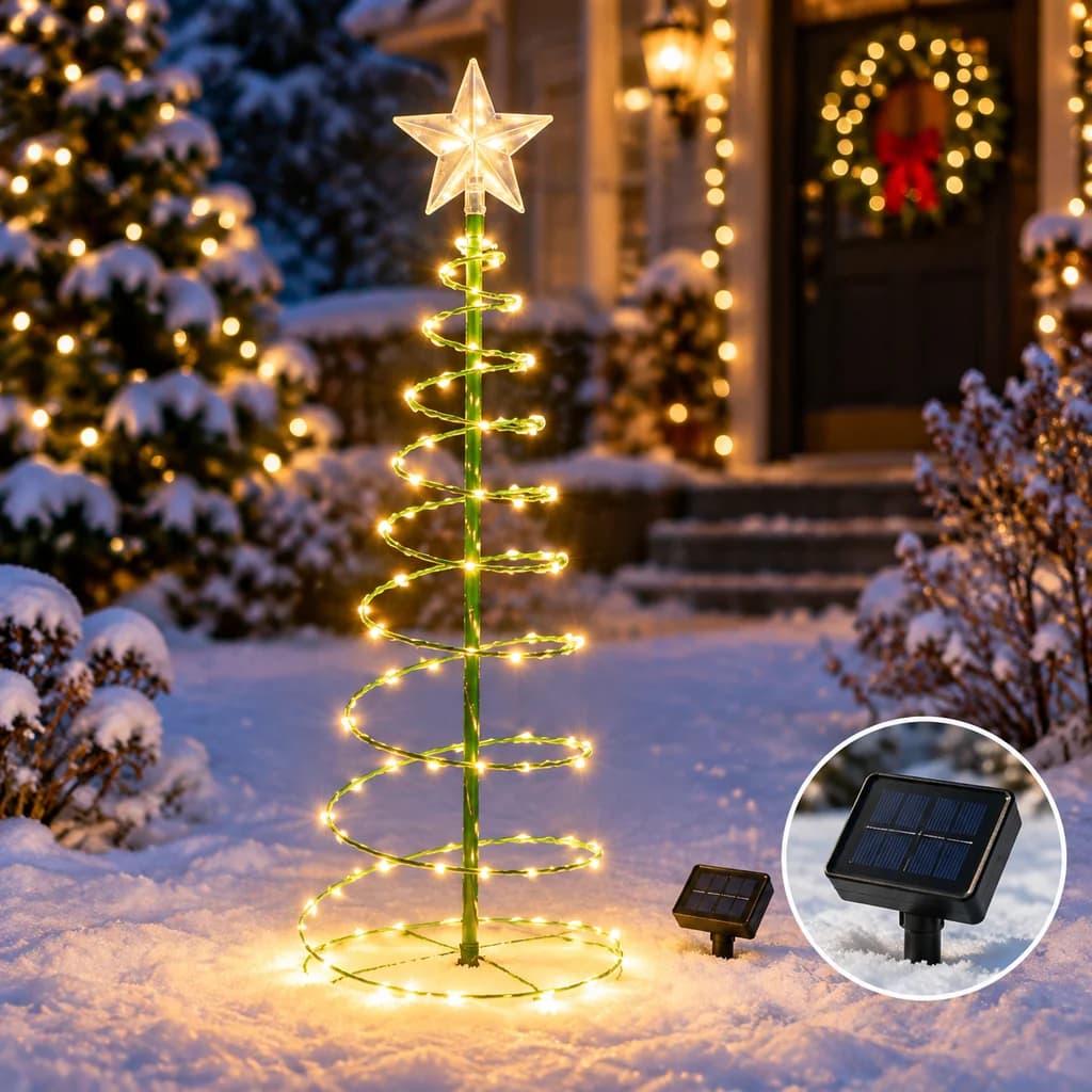 Solar LED Christmas Tree light Decoration Outdoor Waterproof Solar String Lights New Year Ornament Garden Yard Patio Decor