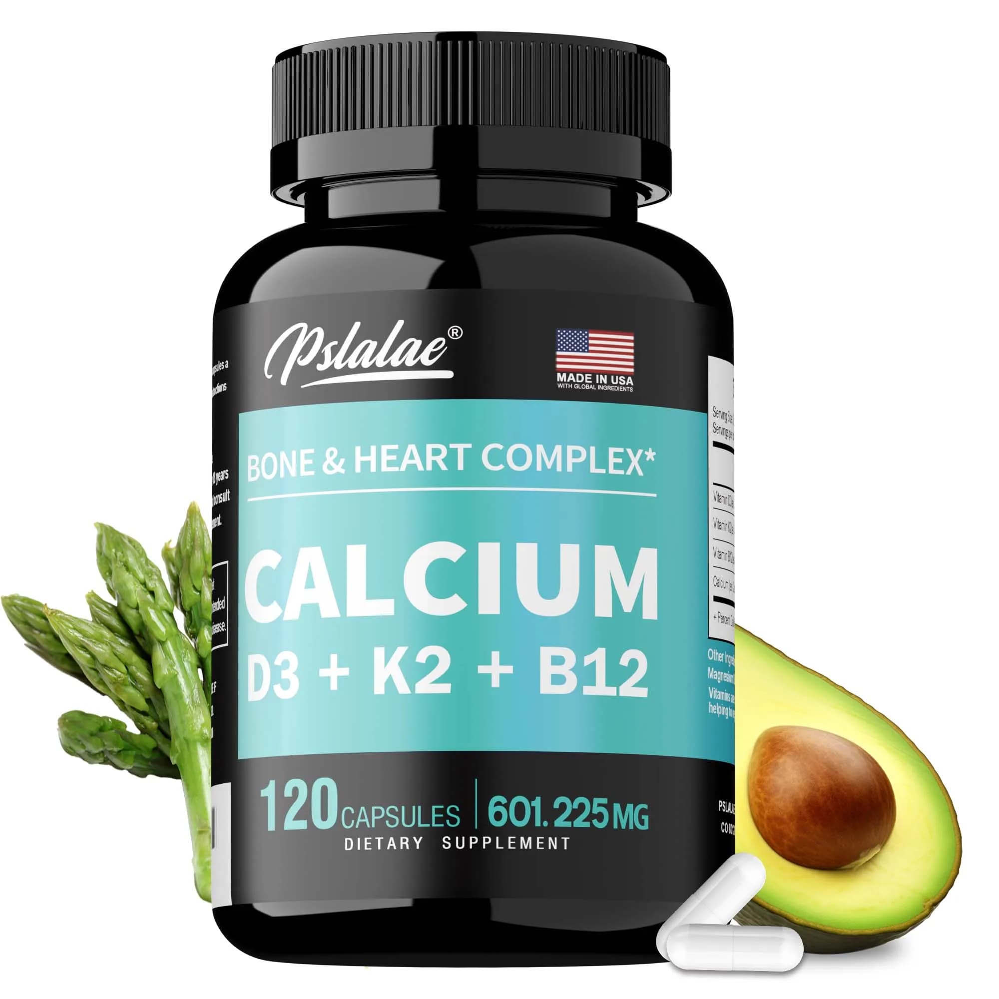 Calcium supplement 4 in 1 with vitamin D3 K2 B12 - Calcium absorption, supports bones, teeth, heart health, strengthens the immune system