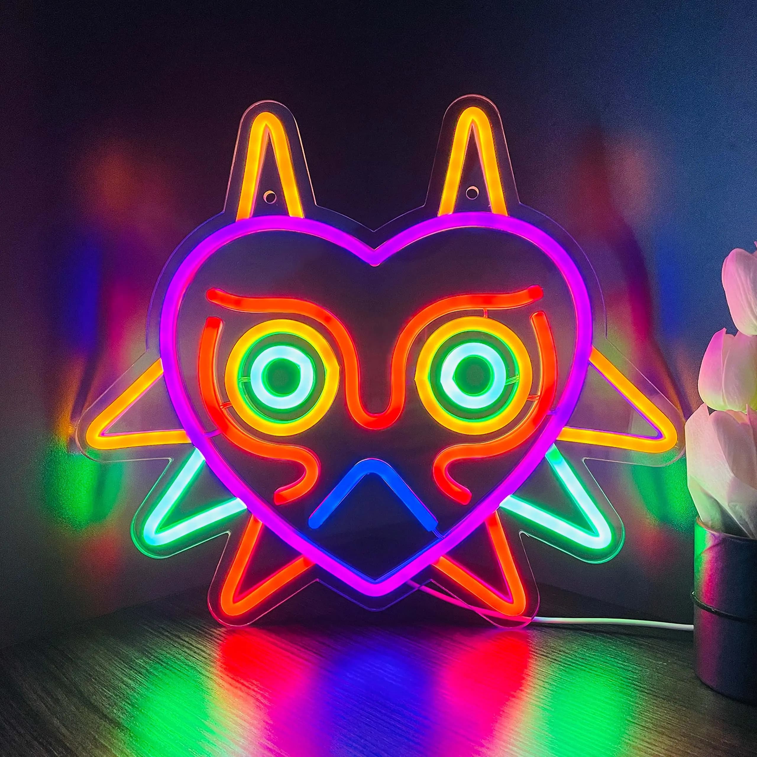 Maschera LED Sign LoZ Neon Sign for Room Wall Decor Gamer Gift Mask Game Room Decor LED Neon Light
