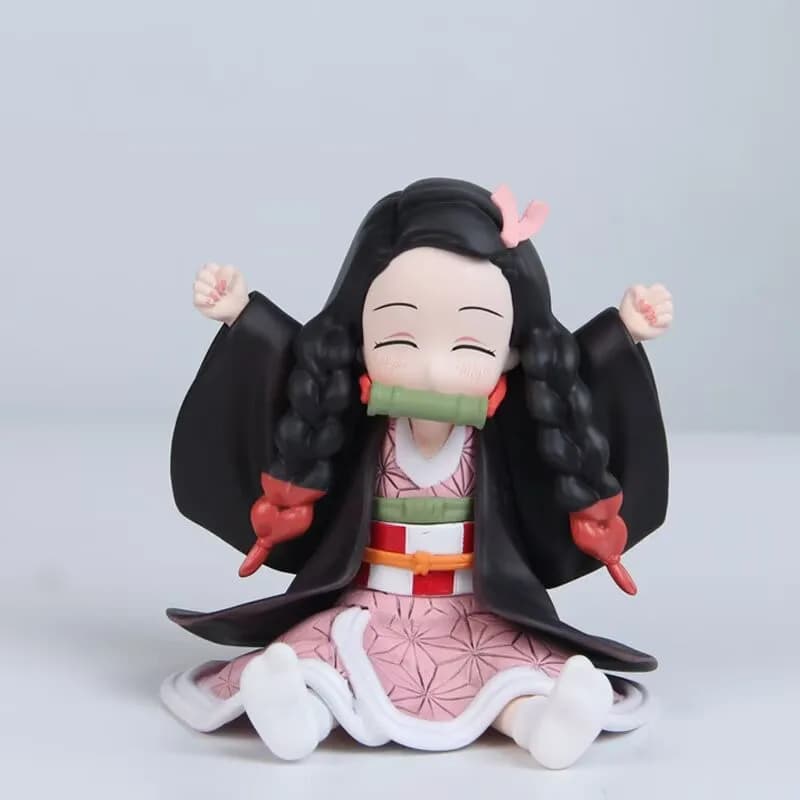 Action Figure Anime Demon Slayer: Statuetta Statica di Nezuko Seduta, Modello Cartone Animato Carino, Ornamento, Regalo per Ragazze