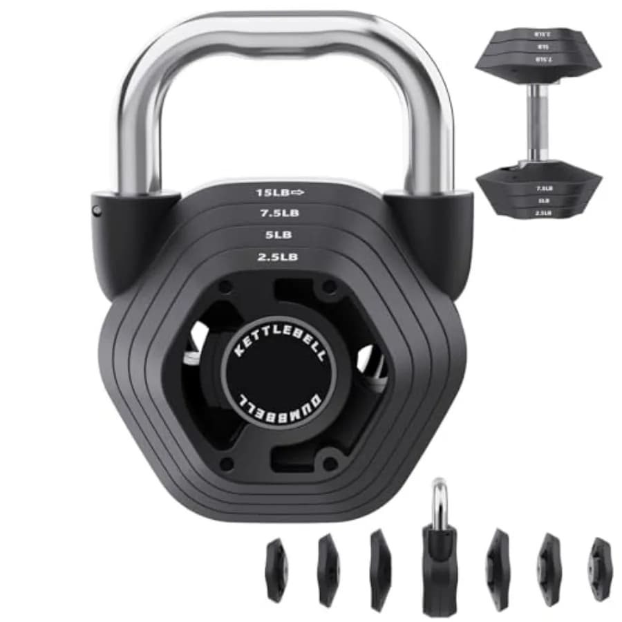 2-in-1 15-45LB Adjustable Weights Set for Strength Training, 5.9-30 Adjustable Weights. 9LB in Black for Full Home Gym