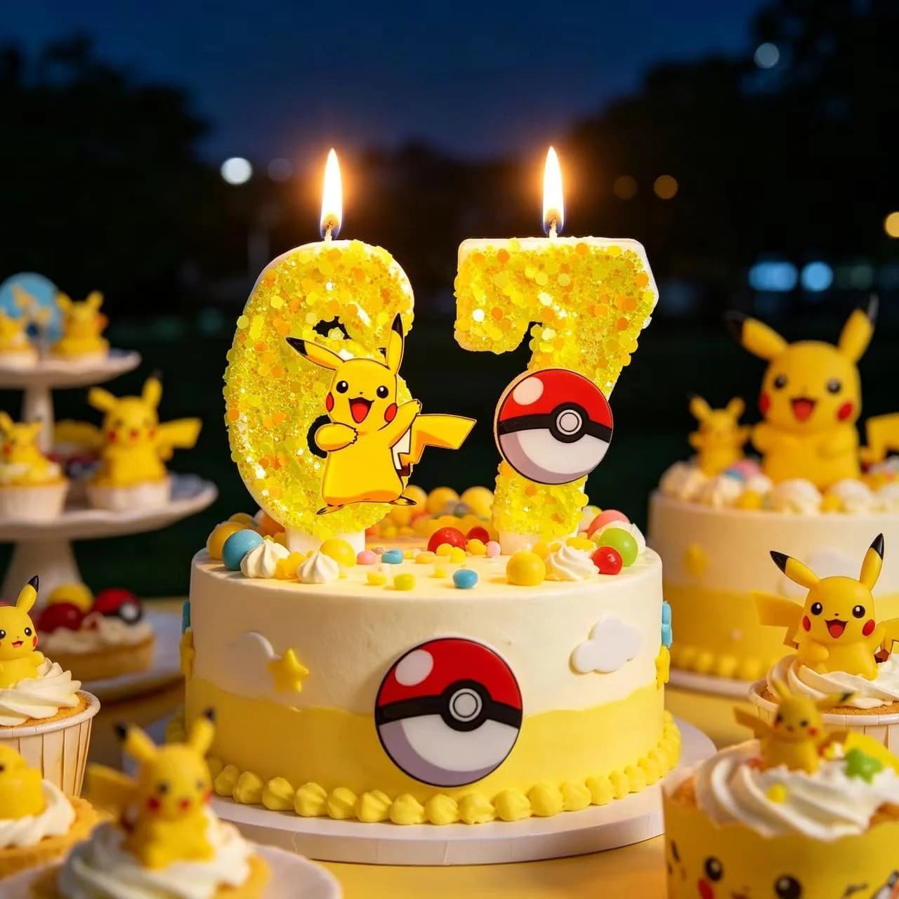 Candela a Tema Pikachu Pokemon, Candele Decorative Carine a Cartone Animato, Regalo per Compleanno e Feste, Accessori per Feste per Bambini