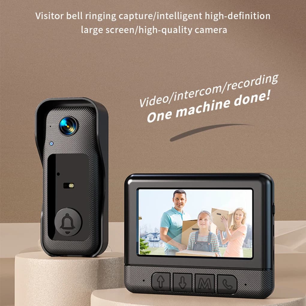 Videocitofono da 4,3'' 2.4G 130 ° Telecamera di sicurezza Citofono per porta e schermo Campanello per porta Sicurezza domestica Campanello wireless per visione notturna IR