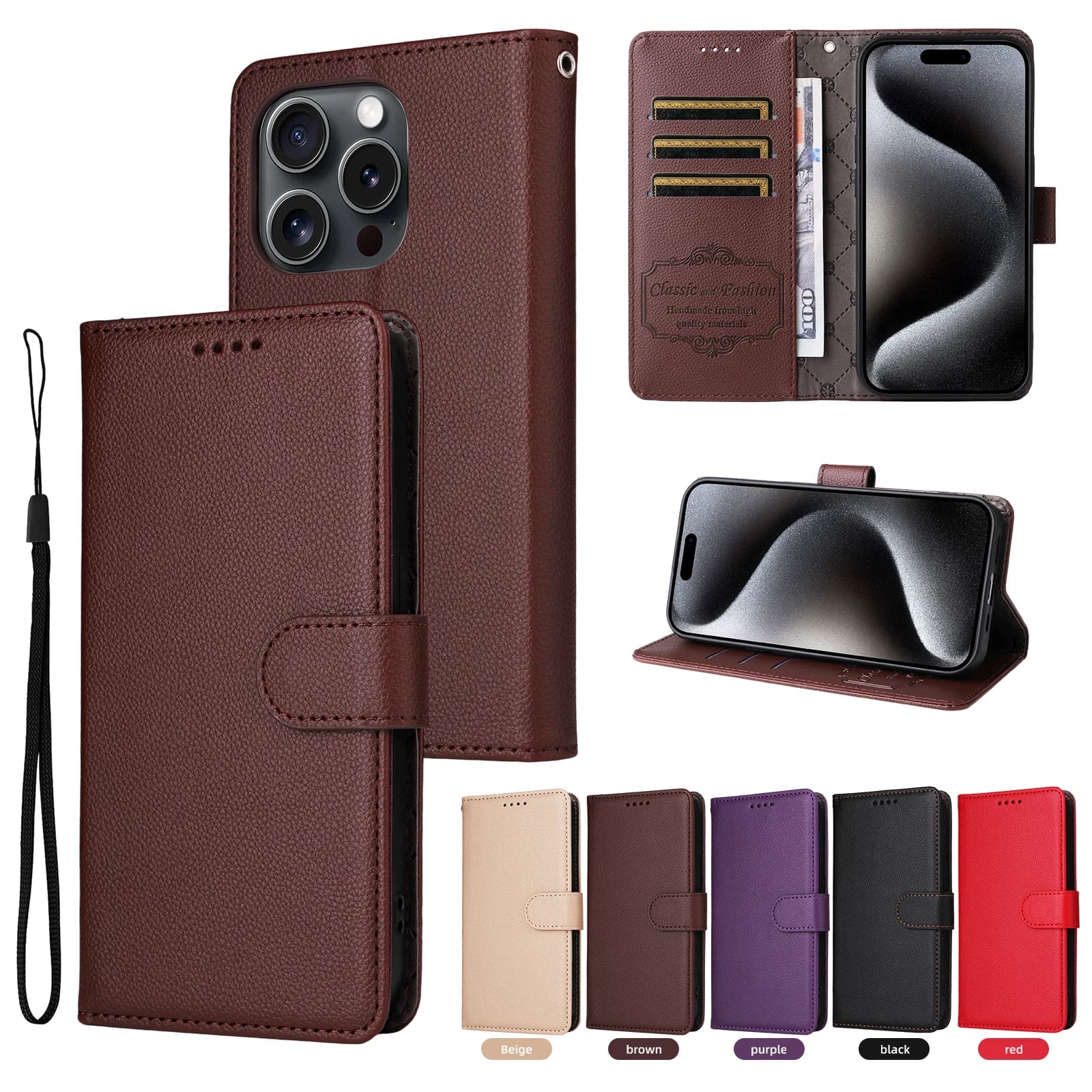 Custodia a Portafoglio in Pelle con Blocco RFID per Honor 400 Smart 300 200 90 Lite, Cover Flip con 3 Scomparti per Carte per Honor Magic7 Magic6 Magic5