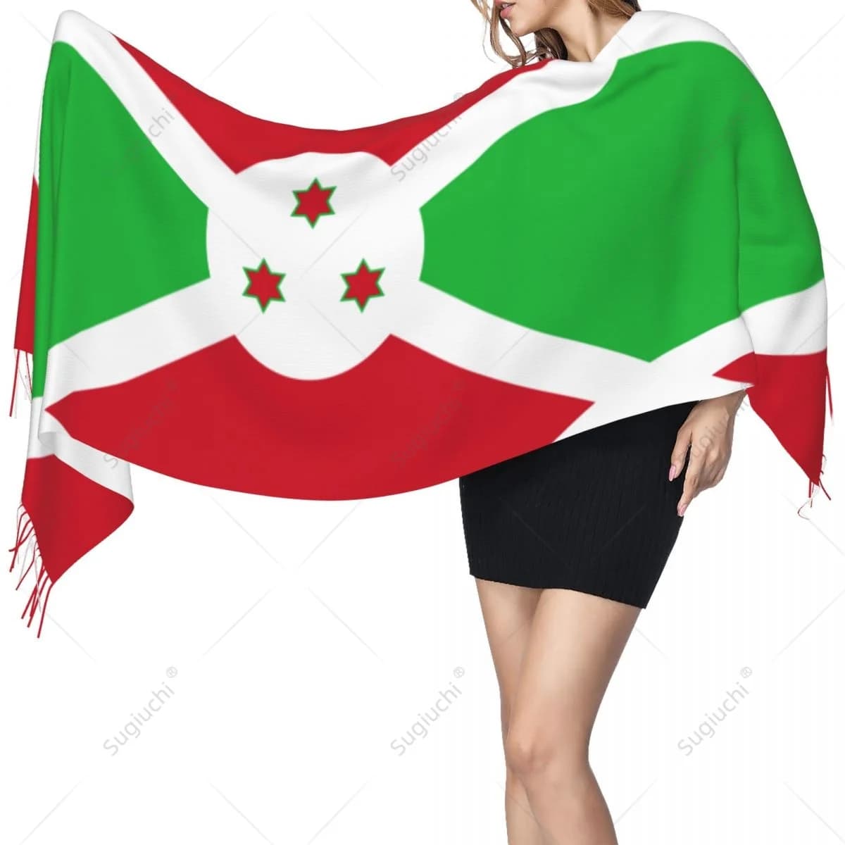 Sciarpa con bandiera del Burundi, sciarpa burundiana, pashmina, sciarpe calde, scialle, hijab, primavera inverno, multifunzione, unisex