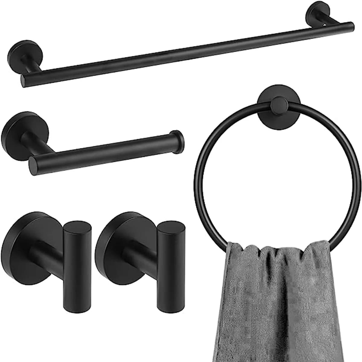 Portasciugamani in acciaio inossidabile Set di accessori per il bagno a parete Accessori Anello portasciugamani Porta carta igienica Gancio Kit da bagno