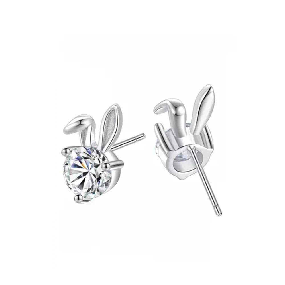 Charming 925 Sterling Silver Cute Rabbit Zirconia Earrings - Women's Fashion Wedding Jewelry Party Gift